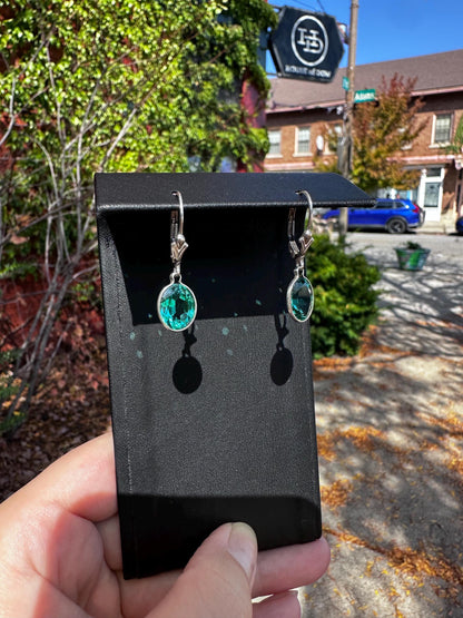 Sterling Silver Faceted Real Crystal and Gem Dangle Earrings Citrine Aquamarine Emerald and Saphire