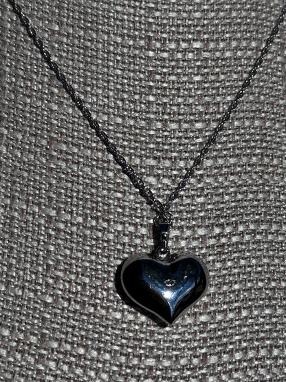 Puffy Sterling Silver Heart Necklace 18 inch chain Gifts For Her Romantic Birthday Gift