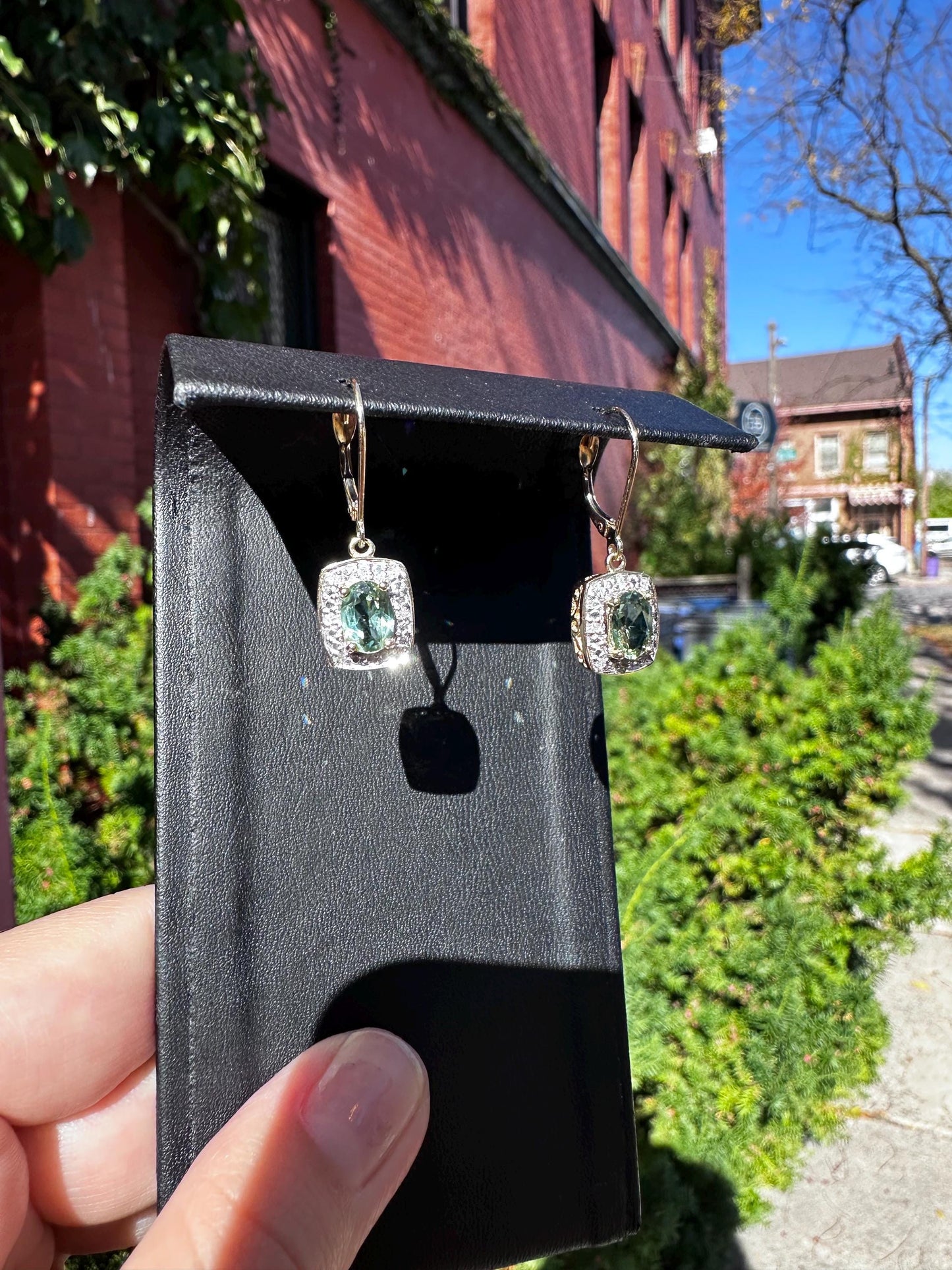 14K Gold Peridot And Diamond Shiny Statement Earrings August Birthstone Vintage