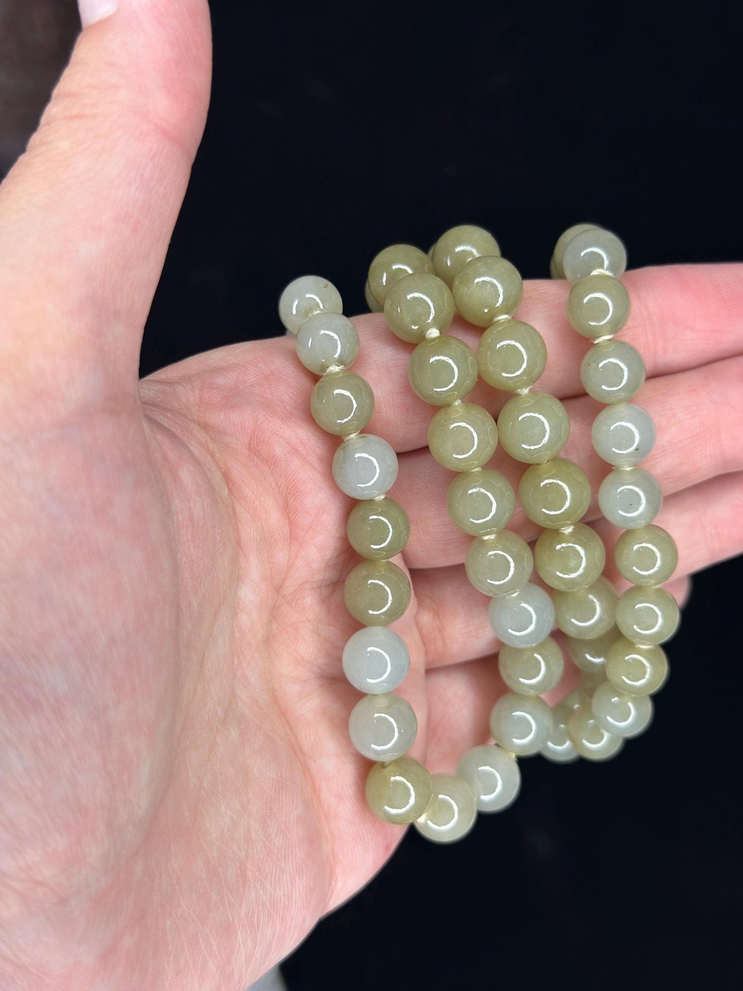 Gorgeous Heavy Natural Jadeite Beaded Single Strand Necklace Hand Knotted