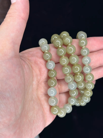 Gorgeous Heavy Natural Jadeite Beaded Single Strand Necklace Hand Knotted