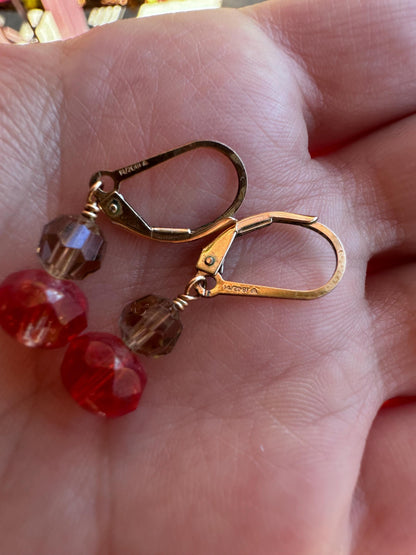 Gorgeous MCM Dangle Gold Filled Faceted Beads Citrine or Murano Glass
