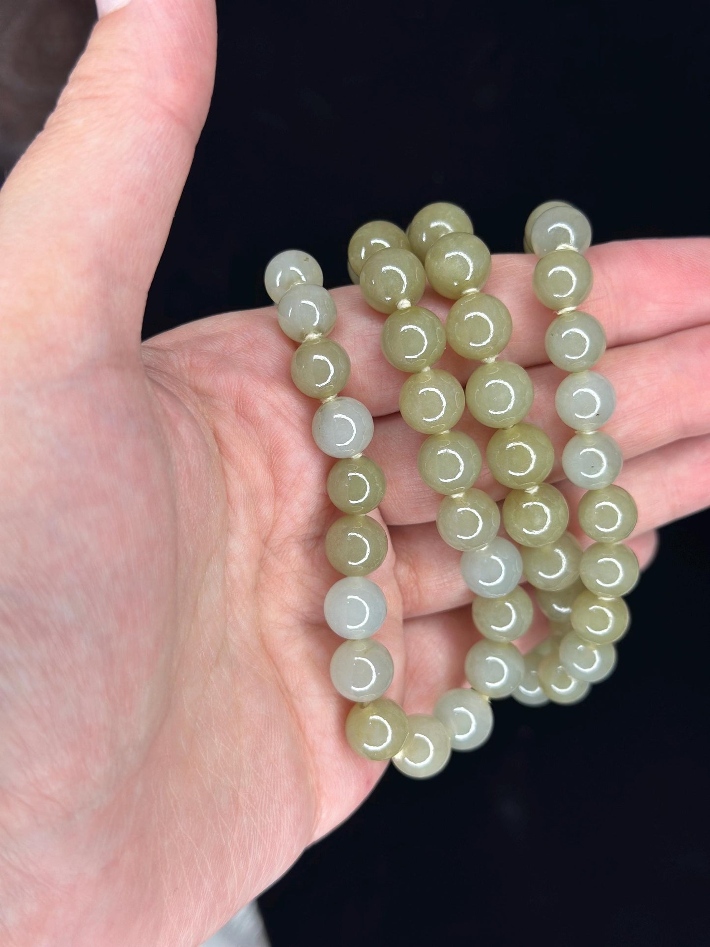 Gorgeous Heavy Natural Jadeite Beaded Single Strand Necklace Hand Knotted