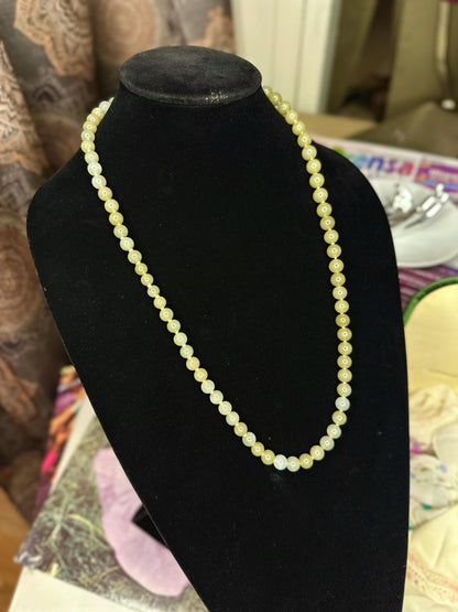 Gorgeous Heavy Natural Jadeite Beaded Single Strand Necklace Hand Knotted