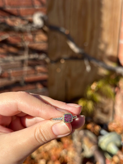Modern EFFY Sterling Silver and 18K Gold Garnet Pave Ring Size 10 January Birthstone