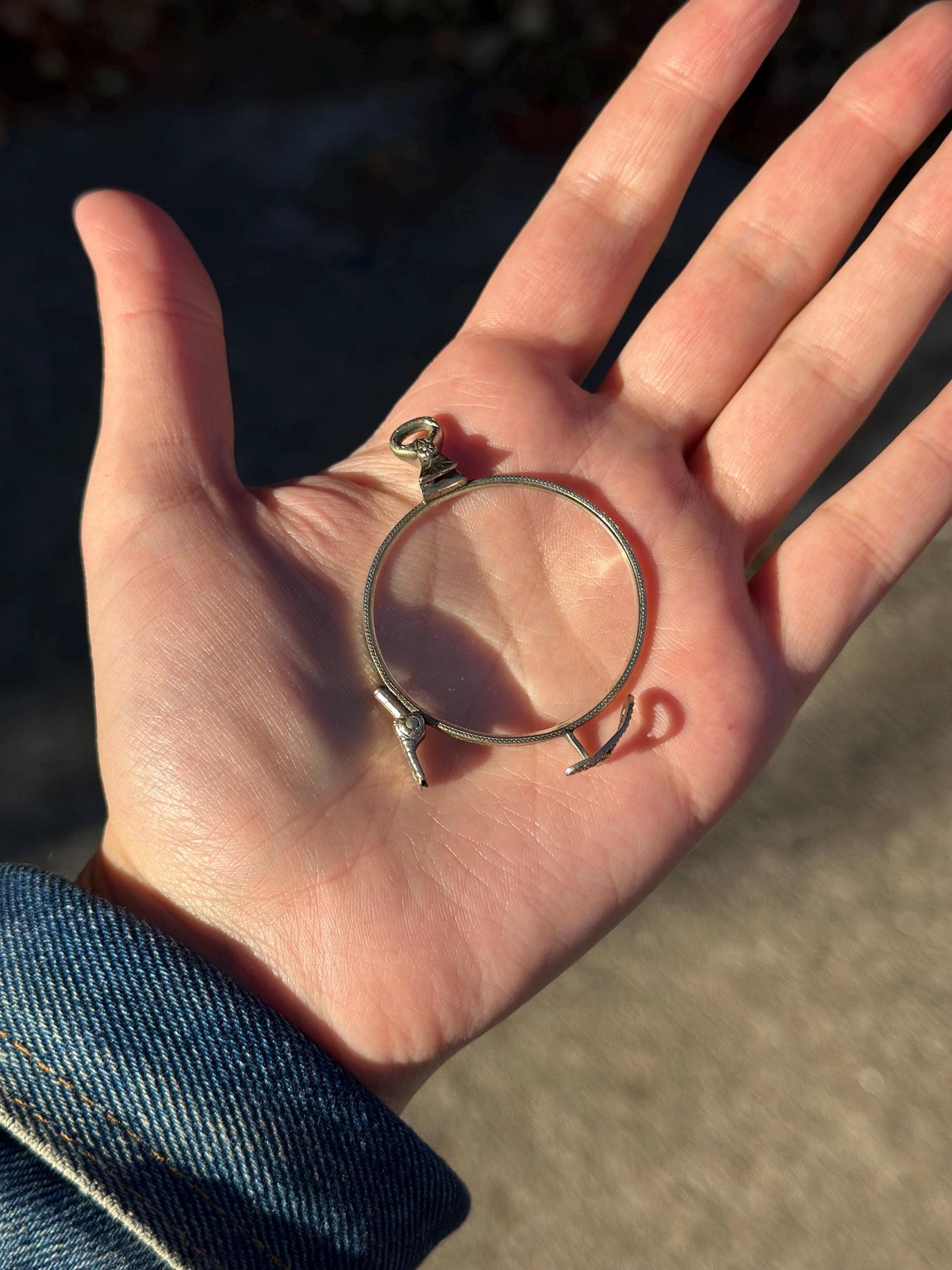 One Half of Victorian Antique Folding Glasses Monocle Silver Super Rare and Unique