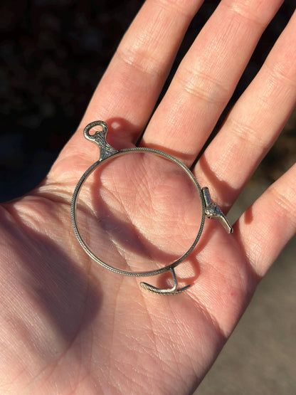 One Half of Victorian Antique Folding Glasses Monocle Silver Super Rare and Unique