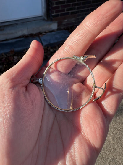 One Half of Victorian Antique Folding Glasses Monocle Silver Super Rare and Unique