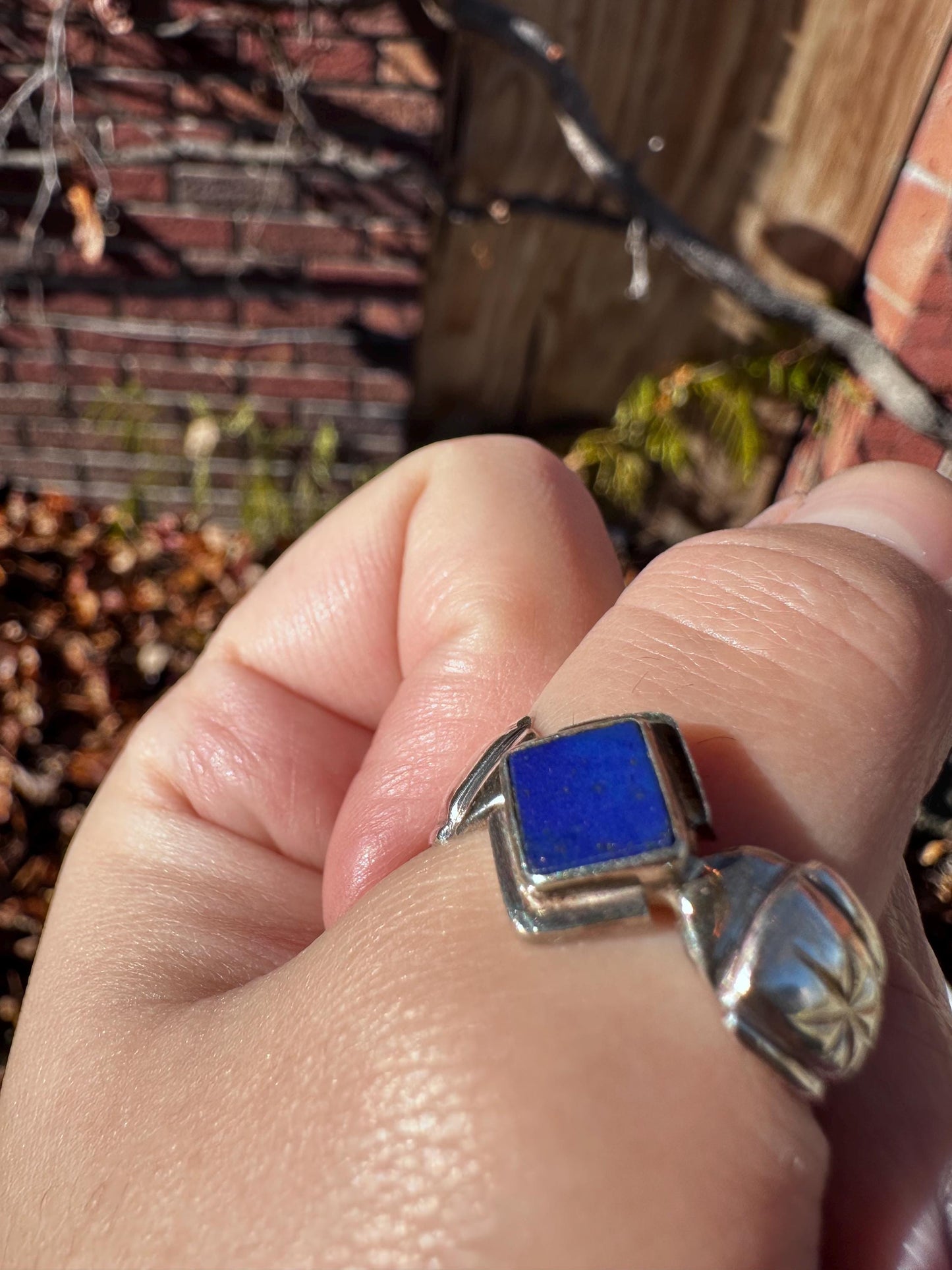 Sterling Silver MCM Starburst Handmade Lapis Lazuli Mens ring size 9.5.