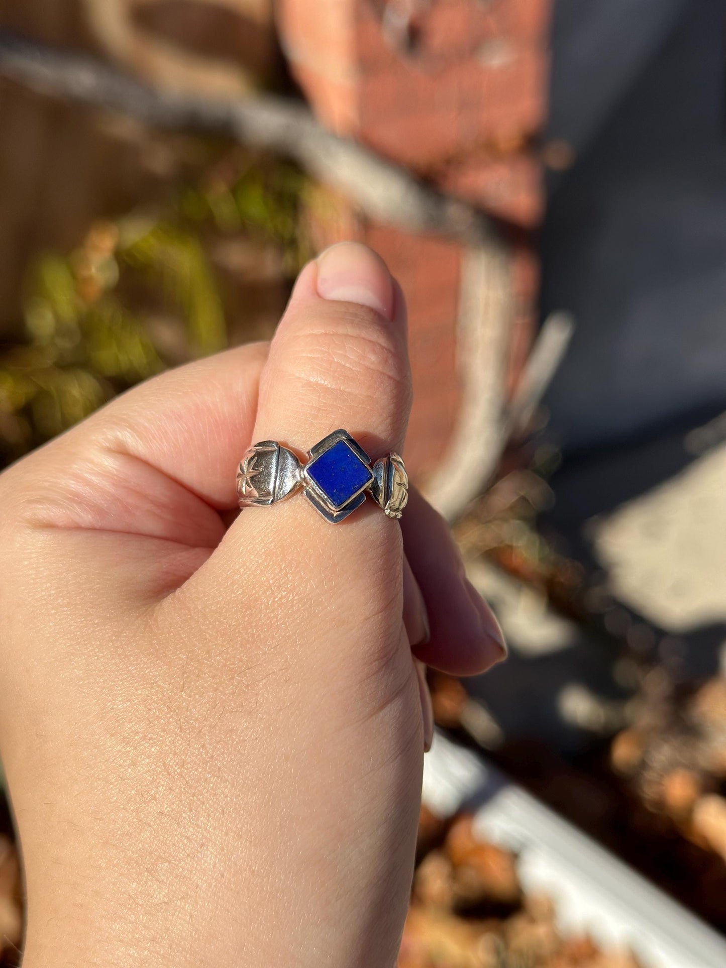 Sterling Silver MCM Starburst Handmade Lapis Lazuli Mens ring size 9.5.