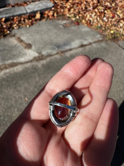 RARE Antique Art Deco 1920s Flapper Cocktail Ring Huge Cut of Citrine Sterling Silver Ring One of A Kind Rare size 6