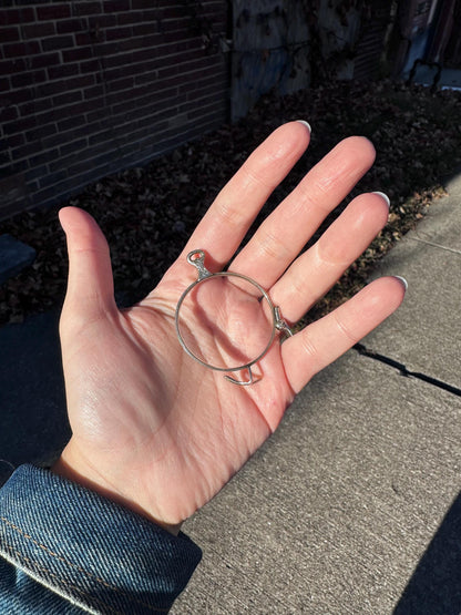One Half of Victorian Antique Folding Glasses Monocle Silver Super Rare and Unique