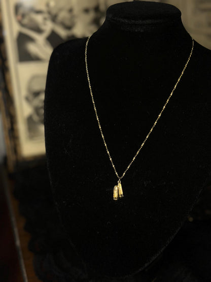 Vintage Gold Filled Chain with Ballet Flat Charm Necklace