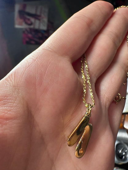Vintage Gold Filled Chain with Ballet Flat Charm Necklace