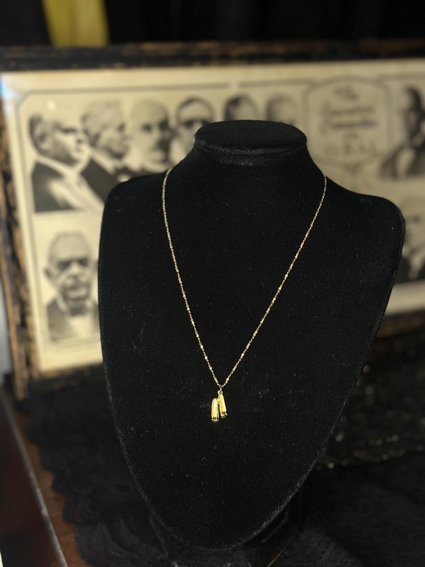 Vintage Gold Filled Chain with Ballet Flat Charm Necklace