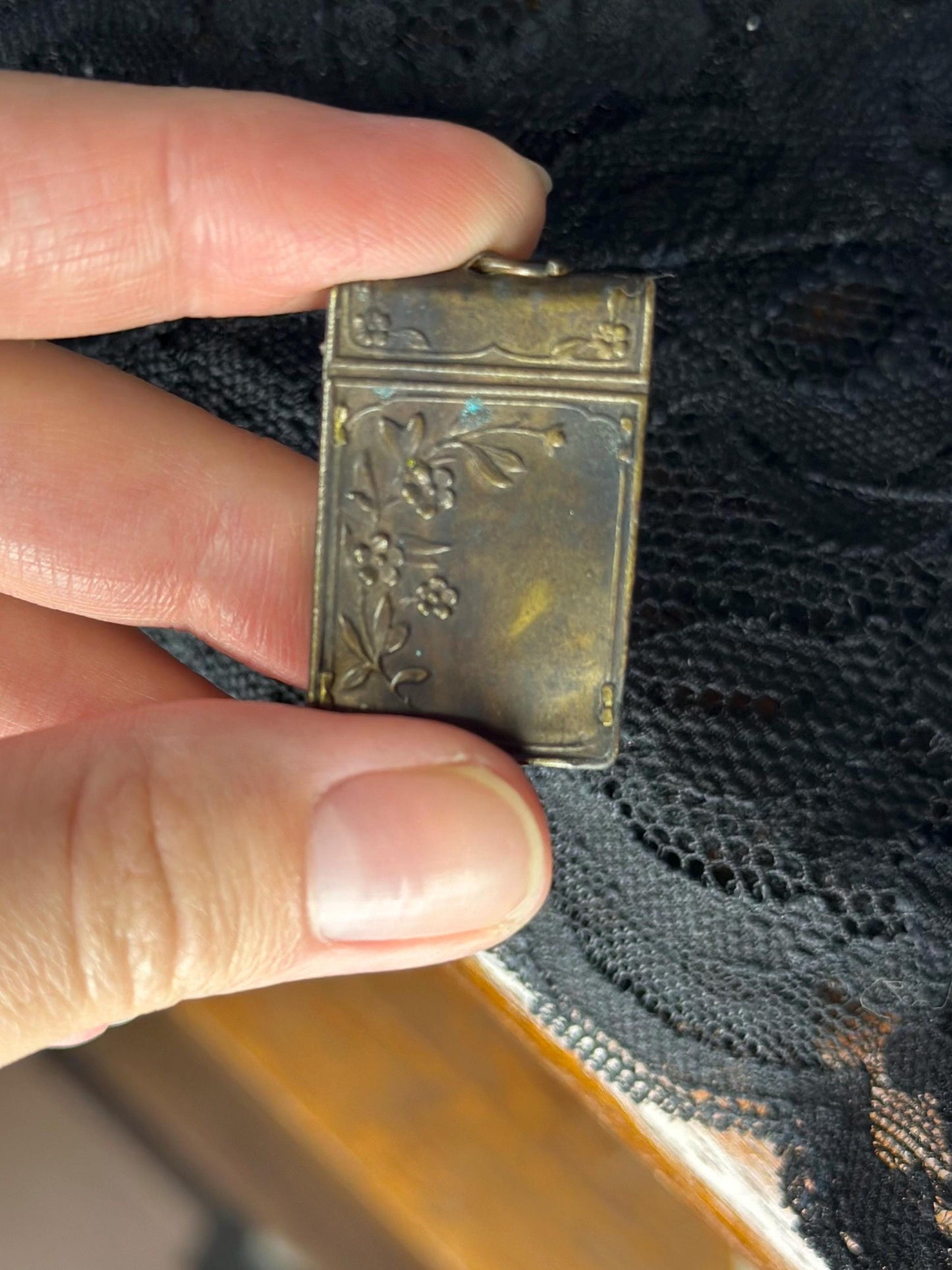 Antique Brass Souvenir de Paris Moveable Charm Pendant