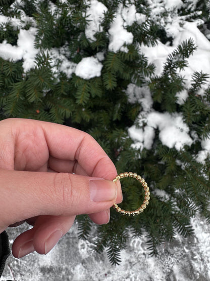 Modern Italian Sterling Silver Plated Gold Bead Secret Satisfying Fidget Ring for Anxiety Size 5.5-6