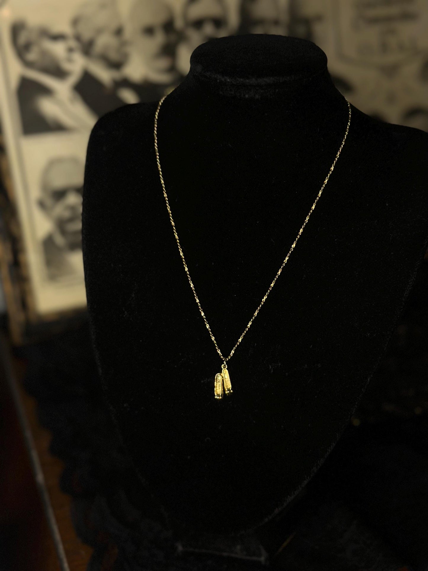 Vintage Gold Filled Chain with Ballet Flat Charm Necklace