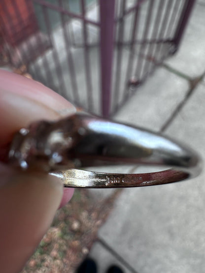 Vintage 50's 5 Stone Lab Created Diamonds White 14K Gold Electroplated Cocktail Size 7 Ring