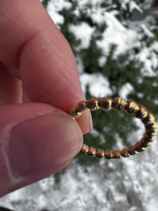 Modern Italian Sterling Silver Plated Gold Bead Secret Satisfying Fidget Ring for Anxiety Size 5.5-6