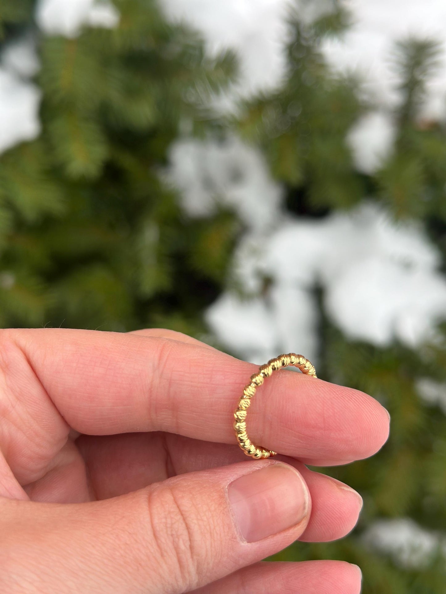 Modern Italian Sterling Silver Plated Gold Bead Secret Satisfying Fidget Ring for Anxiety Size 5.5-6