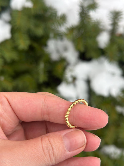 Modern Italian Sterling Silver Plated Gold Bead Secret Satisfying Fidget Ring for Anxiety Size 5.5-6