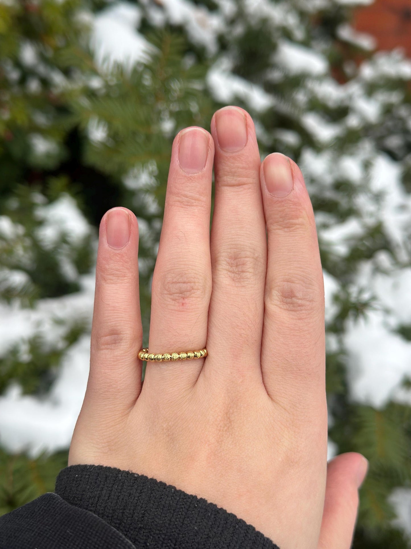 Modern Italian Sterling Silver Plated Gold Bead Secret Satisfying Fidget Ring for Anxiety Size 5.5-6