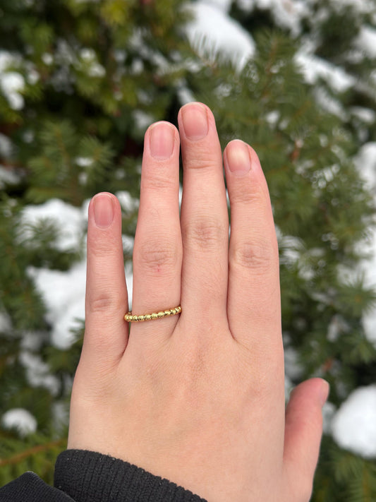Modern Italian Sterling Silver Plated Gold Bead Secret Satisfying Fidget Ring for Anxiety Size 5.5-6