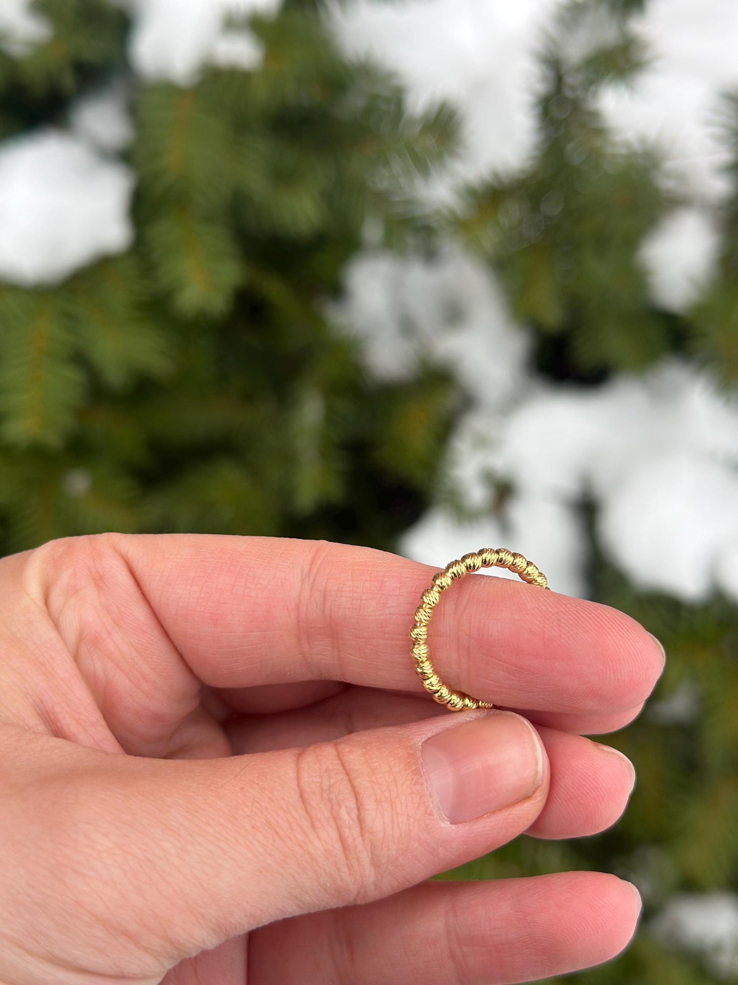 Modern Italian Sterling Silver Plated Gold Bead Secret Satisfying Fidget Ring for Anxiety Size 5.5-6