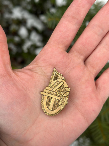 Antique Brass Art Noveau Brooch or Pin Vintage
