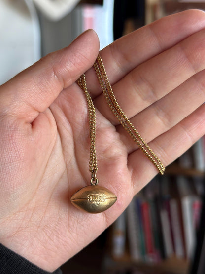 Antique Vintage 1930's 1/20th Gold Filled Football Necklace with Chain Preppy Ivy League