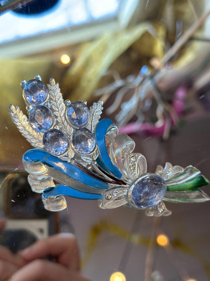 Antique French Art Noveau Art Deco Blue Toned Flower Lucite Bouquet Collectors Piece Rare Vogue