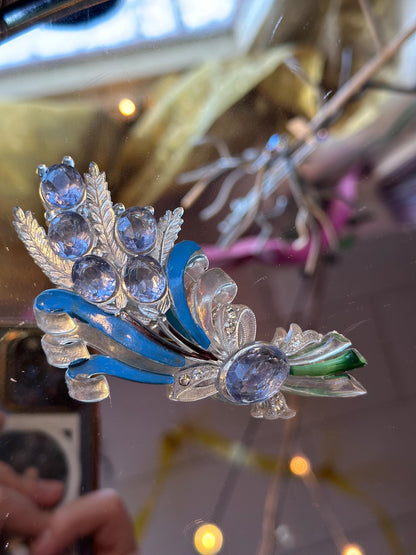 Antique French Art Noveau Art Deco Blue Toned Flower Lucite Bouquet Collectors Piece Rare Vogue