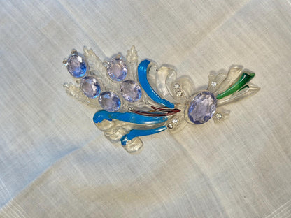 Antique French Art Noveau Art Deco Blue Toned Flower Lucite Bouquet Collectors Piece Rare Vogue