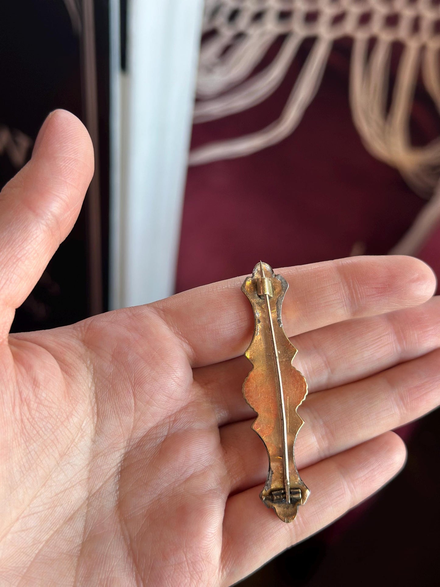 Antique Victorian Vintage  Edwardian Gold Filled Bar Pin Brooch Signet Empty Engraveable