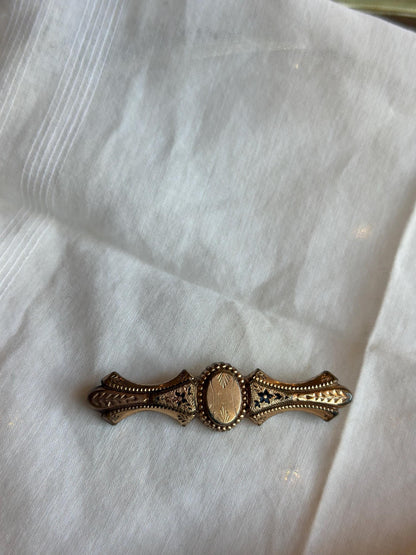 Antique Victorian Vintage  Edwardian Gold Filled Bar Pin Brooch Signet Empty Engraveable