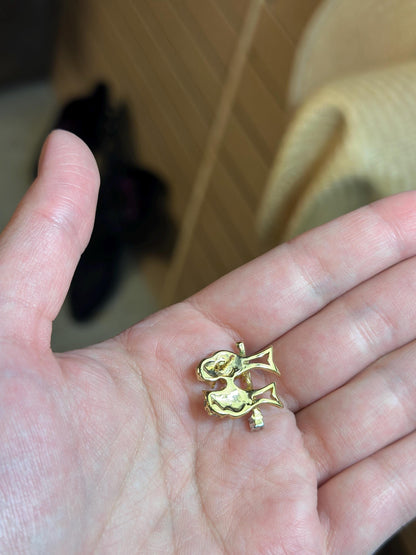 Vintage Rhinestone Gold Tone Lover Birds Pin or Brooch Love Kitschy MCM Brooch