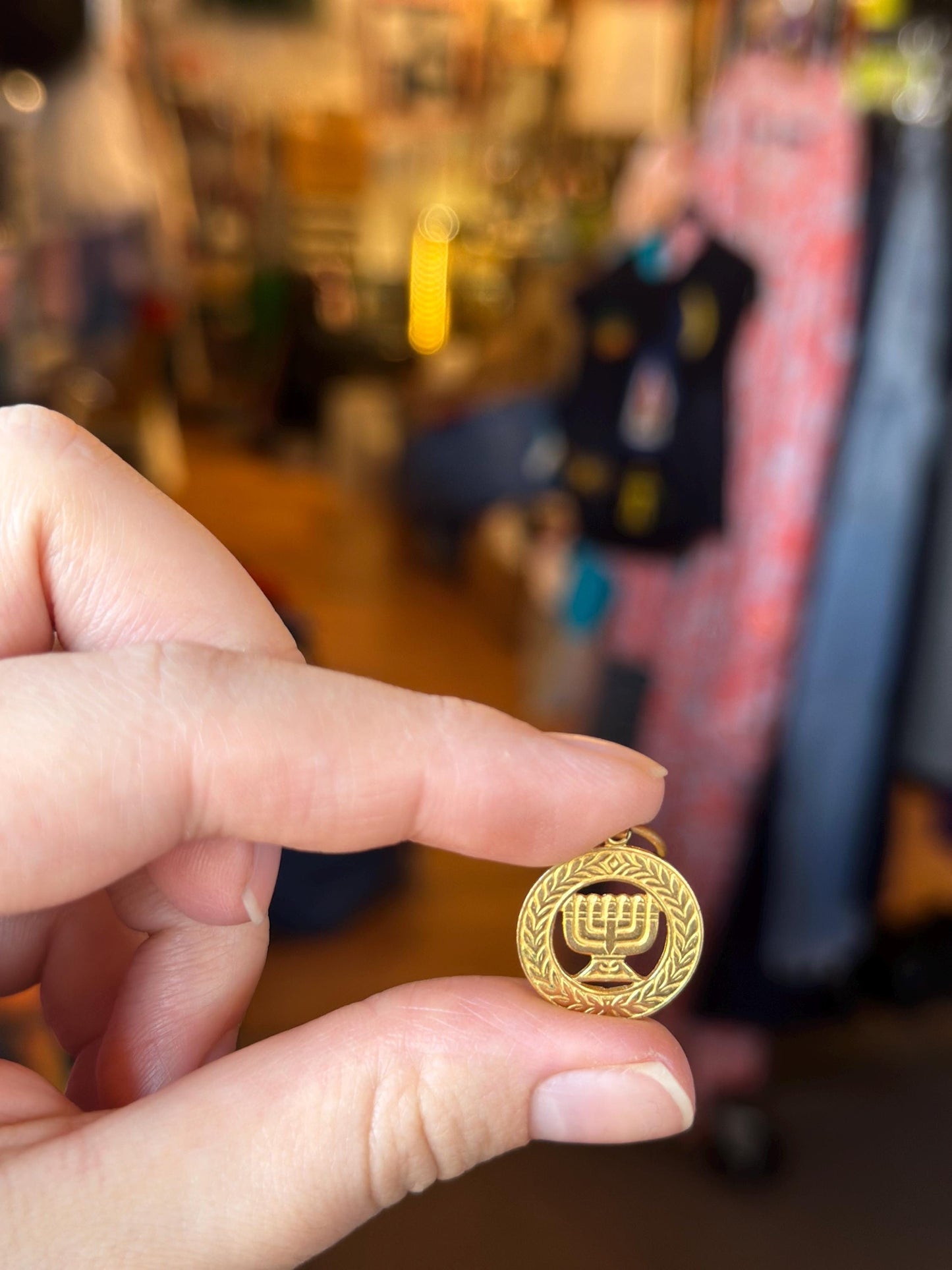 Vintage 50's 14K-18k Solid Gold Tested Jewish Menorah Charm Pendant