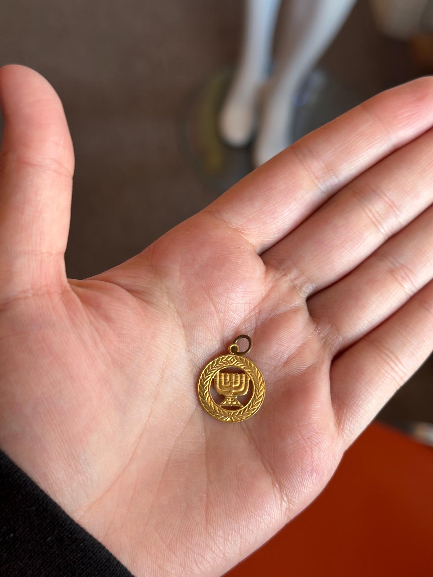 Vintage 50's 14K-18k Solid Gold Tested Jewish Menorah Charm Pendant