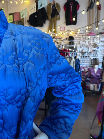 1960's Vintage Plush Quilted  Flo Weinberg Floral Housecoat/Robe OSFM S-L