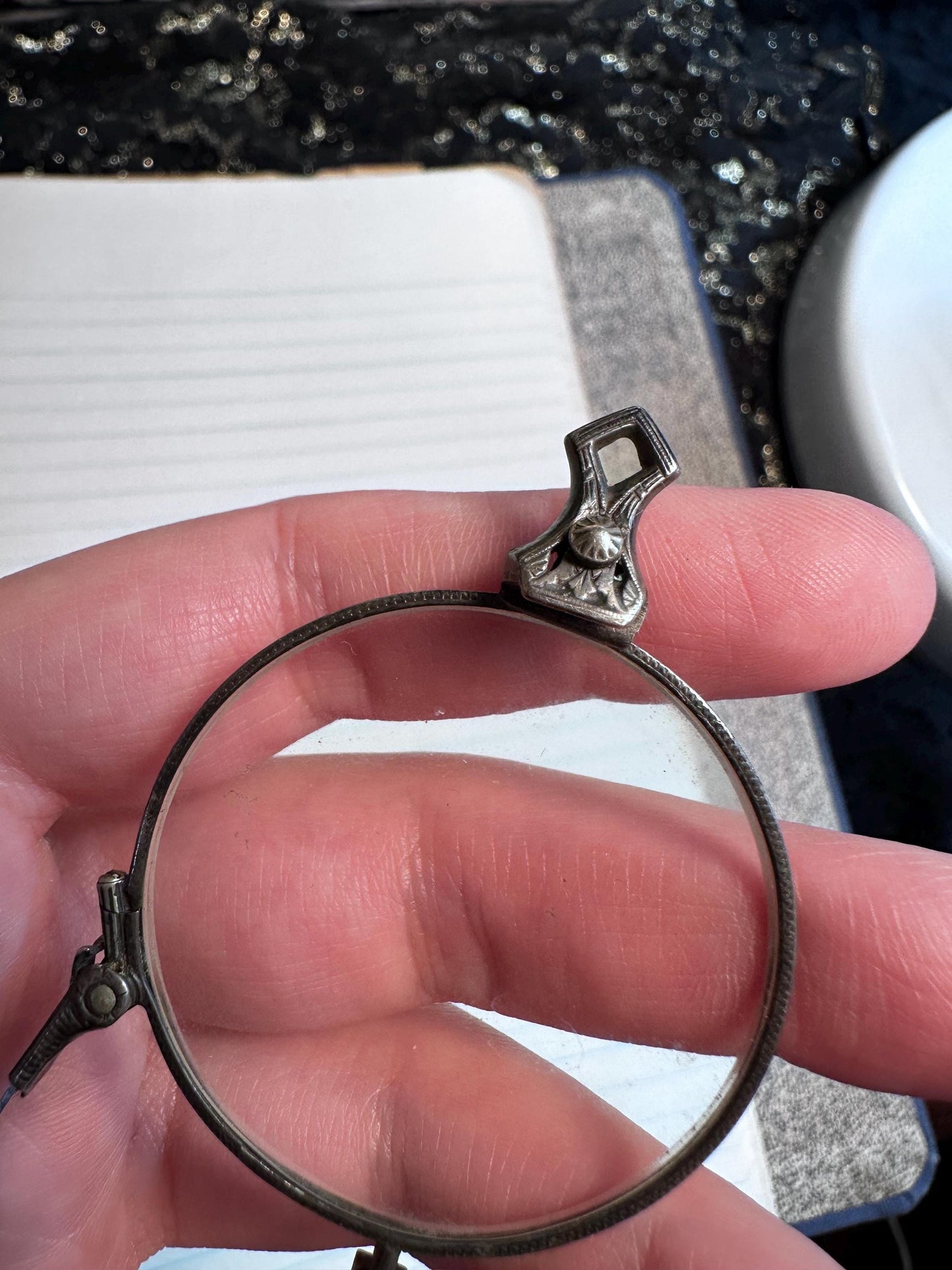 Victorian Vintage Antique Folding Glasses with 1/10 12k White Gold Band Victorian Collectable