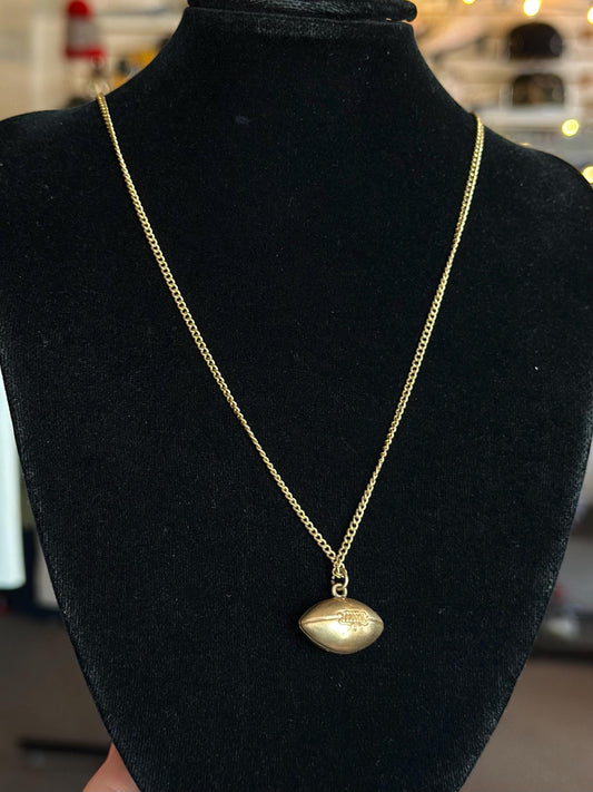 Antique Vintage 1930's 1/20th Gold Filled Football Necklace with Chain Preppy Ivy League