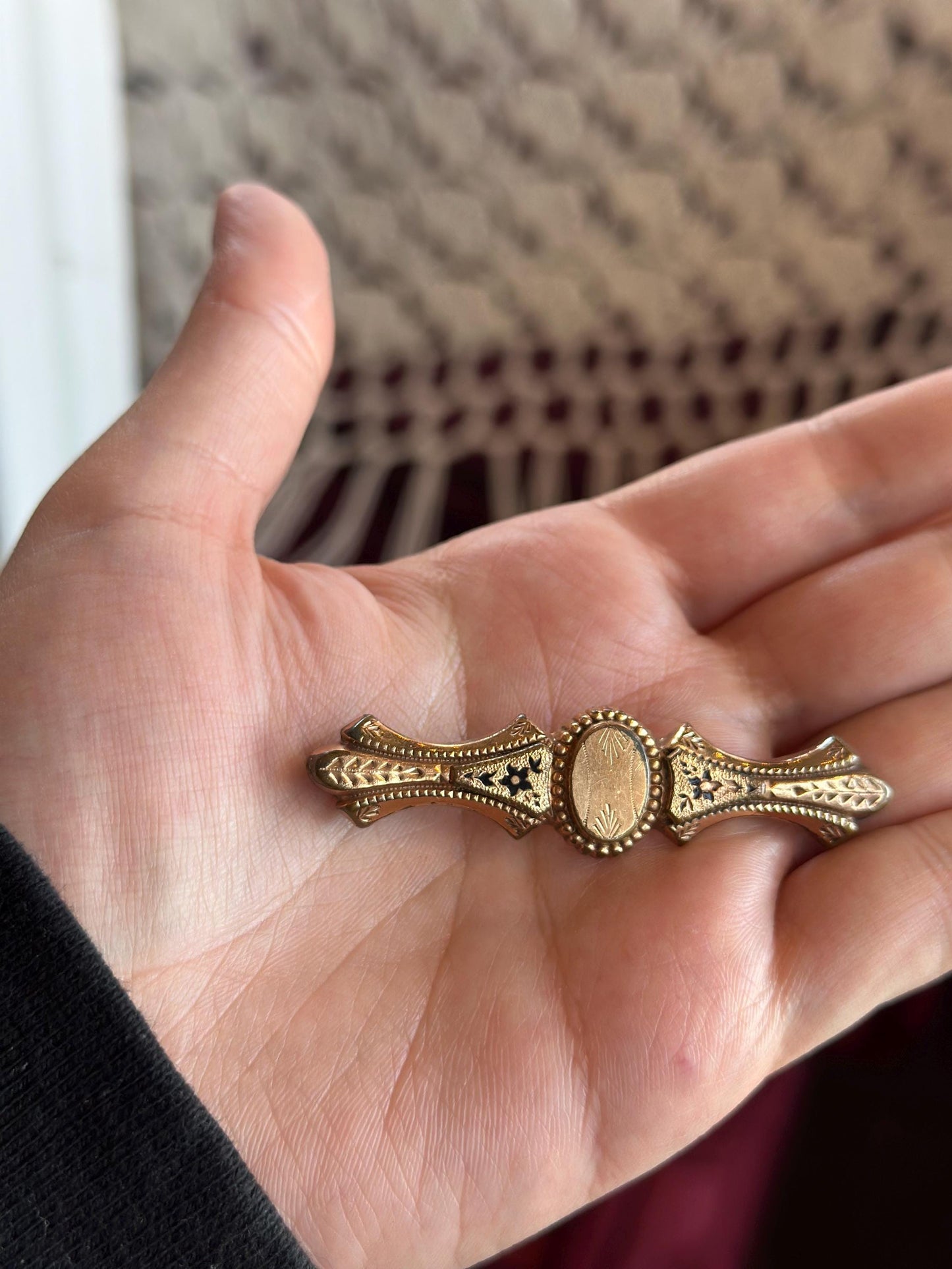 Antique Victorian Vintage  Edwardian Gold Filled Bar Pin Brooch Signet Empty Engraveable