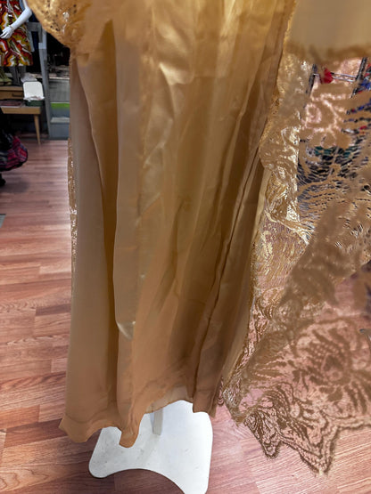 Antique Edwardian or early 1920's Vintage Silk Satin and Lace Drop Waist Flapper Wedding Dress AS IS