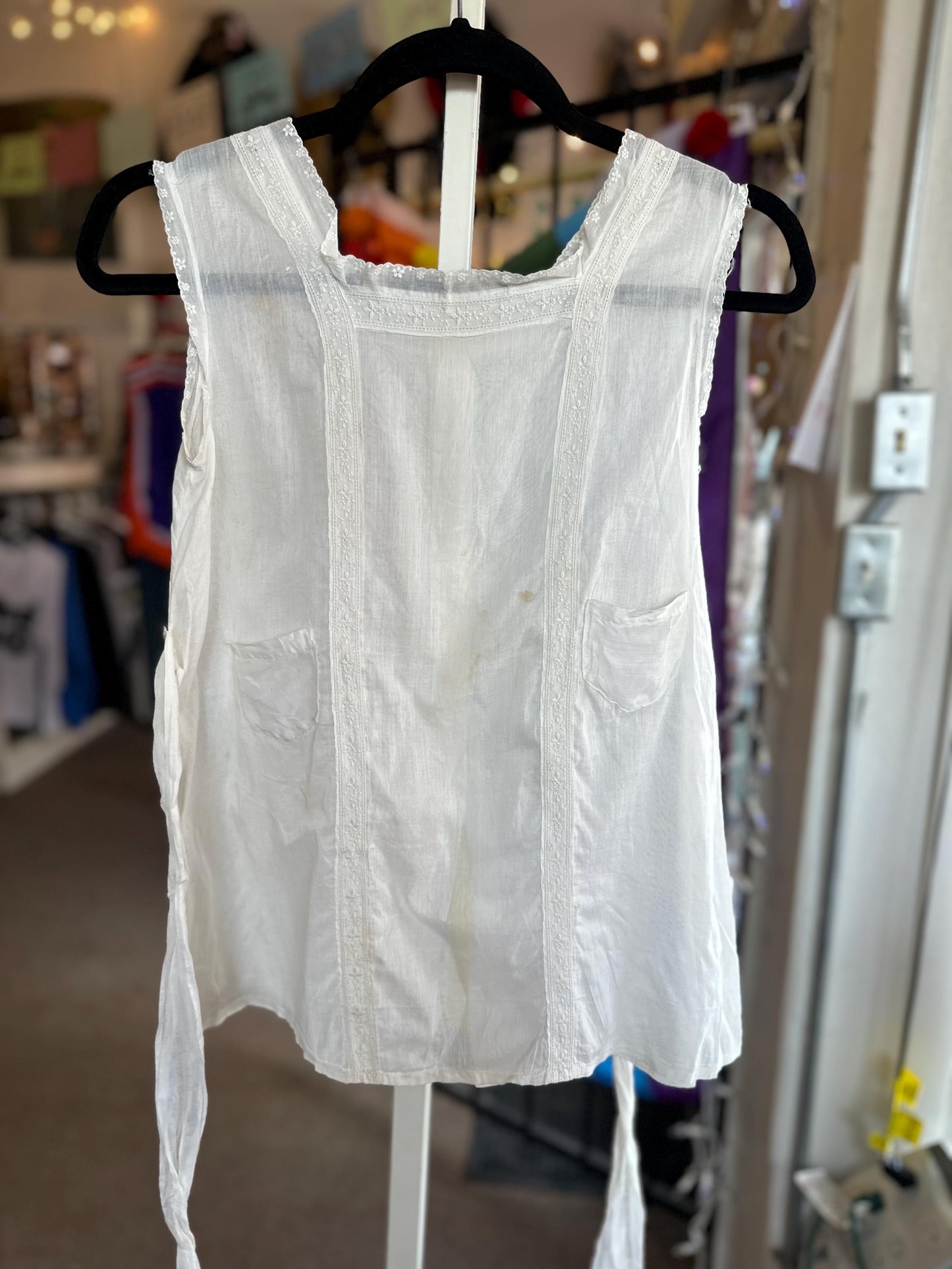 Gorgeous Antique Vintage Edwardian Cotton Breezy Apron Top