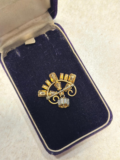 Vintage Art Deco Gold Tone Pin and Necklace Pendant
