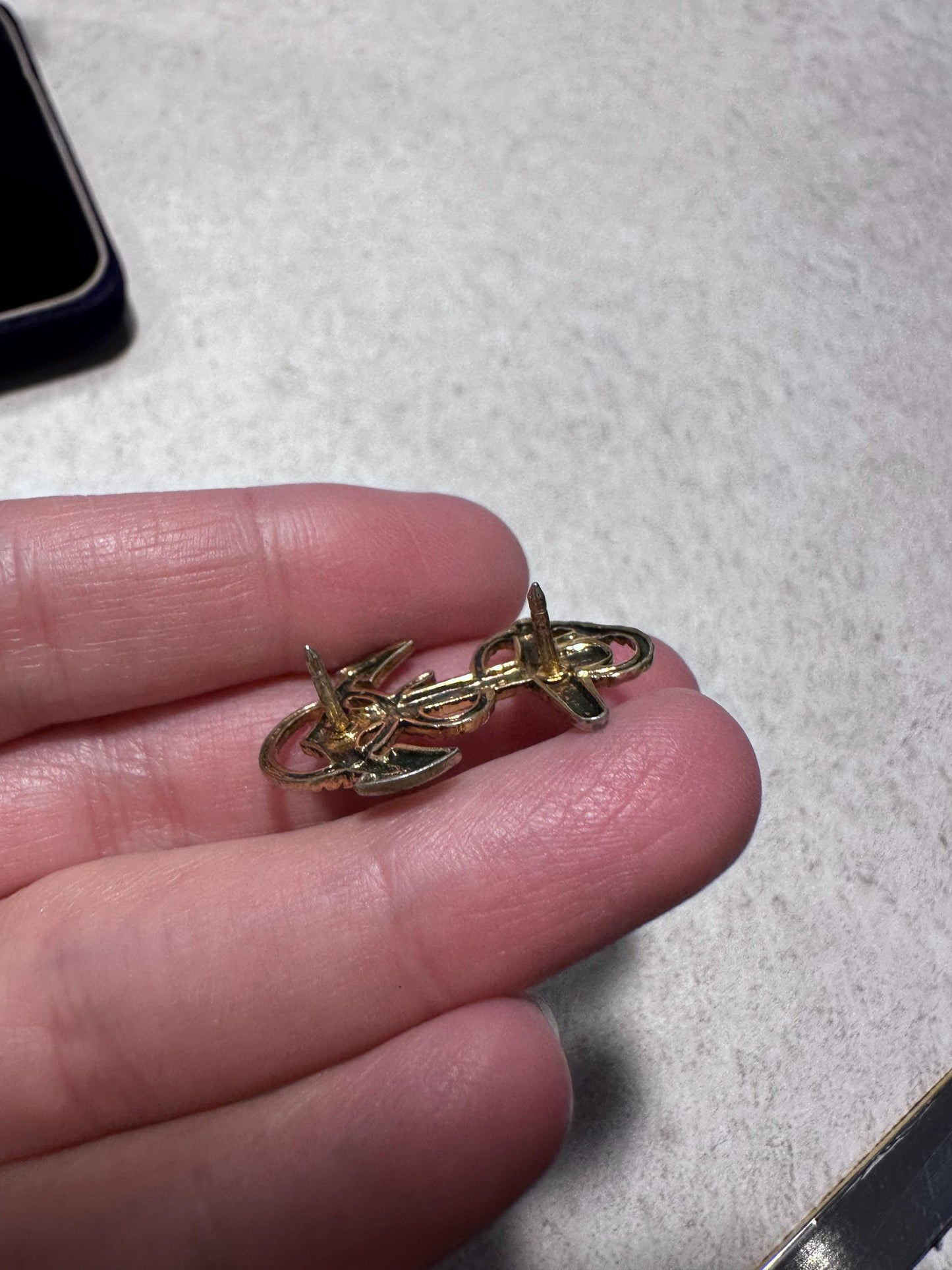 Vintage Anchor US MCM Naval Vietnam Era Gold Plated Sterling Silver Brooch