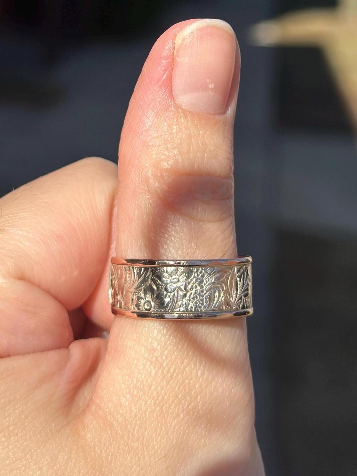 Designer Ed Lovins E.L. Designs Sterling Silver and 14K Rose Gold Victorian Bouquet Size 9.5-10