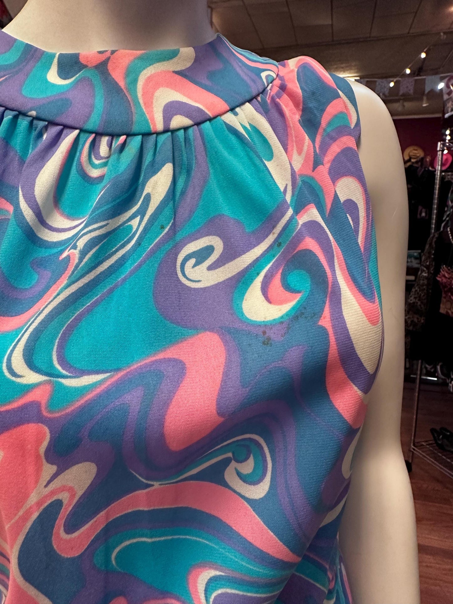 Vintage Mod 1960's, early 70's Psychedelic Dress AS IS