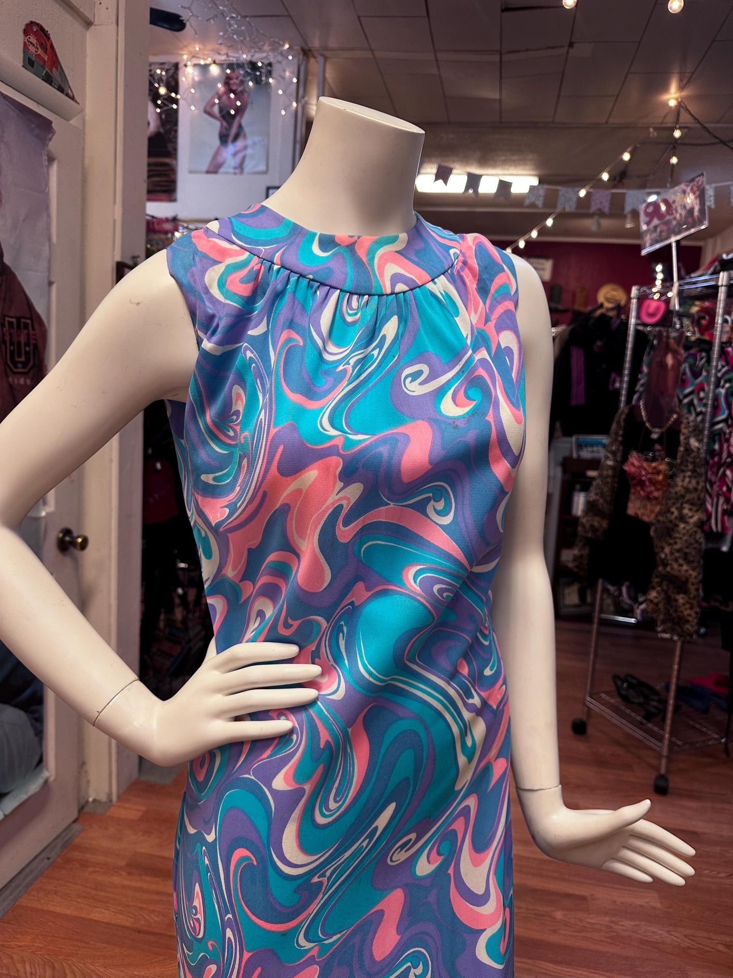 Vintage Mod 1960's, early 70's Psychedelic Dress AS IS